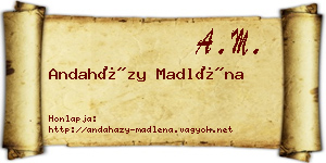 Andaházy Madléna névjegykártya